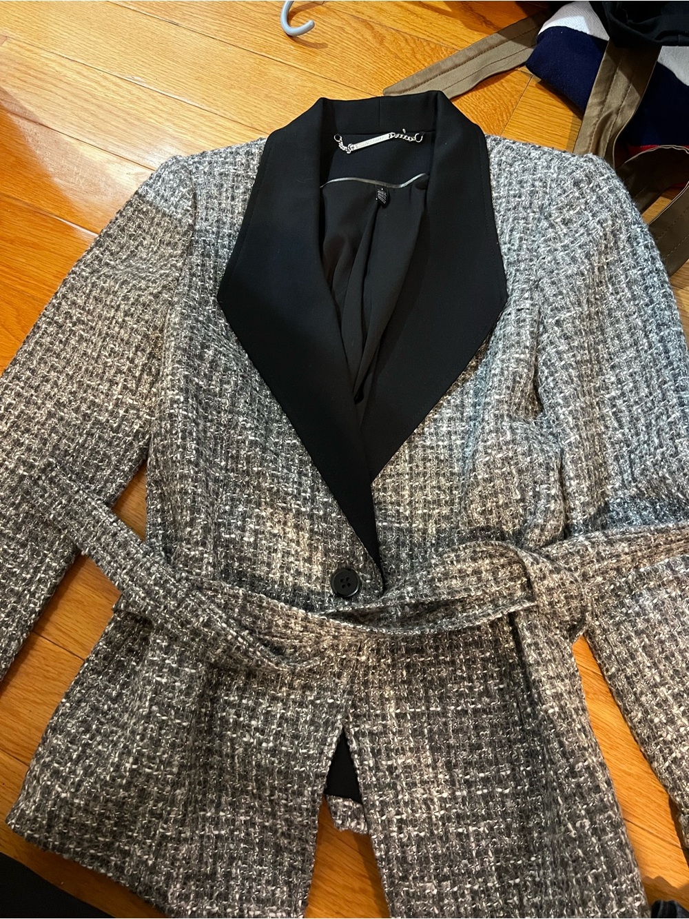 White House Black Market Black Jacket with Chain Detail